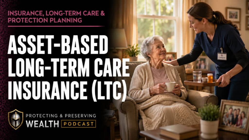 Asset-based Long-Term Care Insurance (LTC) Elderly woman sitting with care-taker helping her