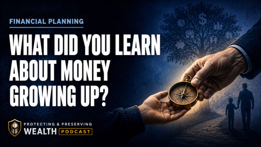 Podcast image showing handing of compass to another person
