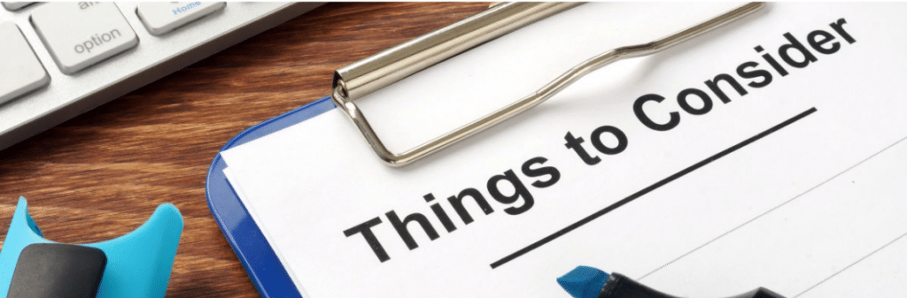 An Illustration Of A Paper On The Clipboard That Says &Quot;Things To Consider&Quot;.