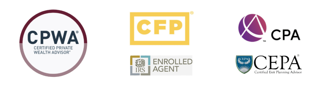 A Graphic Showing Logos For Cpwa, Cfp, Cpa, Cepa And Irs Enrolled Agent